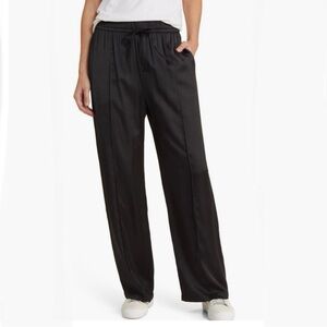 Treasure & Bond Black Satin Wide Leg Pants Size Medium